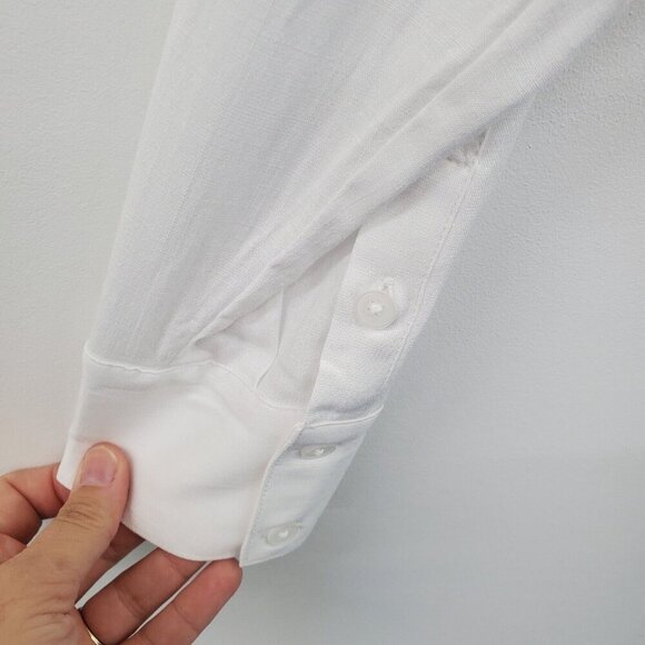 Torrid Womens Rayon Slub Drop Shoulder Button Front Shirt Size 00 M/L White NWT - Picture 8 of 16